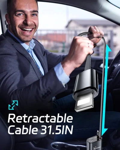 Miniatura 5 de Cargador retráctil para automóvil, cargador USB súper rápido para iPhone de automóvil, regalos para hombres y mujeres, accesorios para automóvil