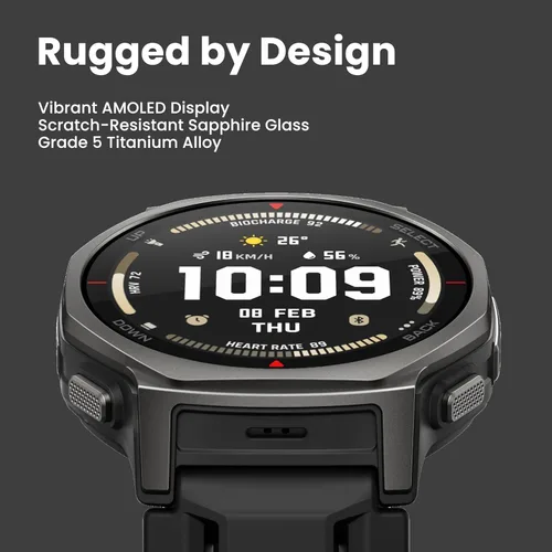 Miniatura 3 de Amazfit T-Rex 3 Pro - Reloj inteligente para exteriores de 44 mm, pantalla AMOLED de zafiro con linterna, bisel de titanio, GPS de doble banda