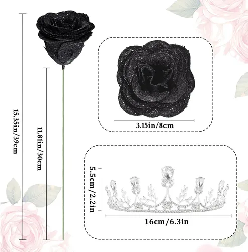 Miniatura 4 de Waipfaru Ramo de rosas con purpurina, regalos de cumpleaños para mujeres y madres, ramo de flores falsas con letreros de cumpleaños, 36 rosas negras