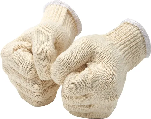 Miniatura 3 de Guantes de seguridad de algodón blanco para barbacoa, guantes de trabajo a la parrilla, guantes de trabajo para hombres y mujeres, algodón de punto