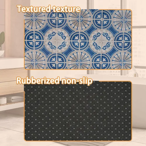 Miniatura 4 de Tapete bohemio azul y blanco para decoración de interiores y exteriores, tapetes para puerta de entrada, tapetes antideslizantes para decoración
