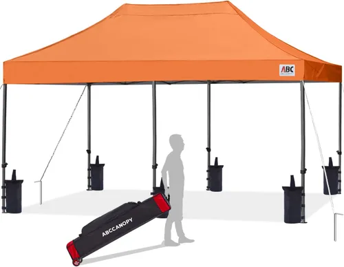 Miniatura 12 de Abccanopy - Carpa de toldo para tienda de campaña comercial instantánea con bolsa de transporte con ruedas, 4 bolsas de arena, Blanco