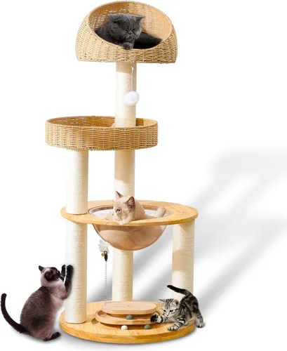 Miniatura 10 de Árbol para gatos de interior, torre para gatos de varios niveles de 54 pulgadas para adultos grandes, casa de árbol resistente para gatos con 4