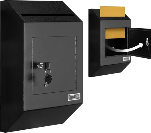 Durabox Caja Fuerte de Depósito con Buzón de 10 x 4 x 16 pulgadas, Acero Resistente con Perfil Delgado, Buzón de Pared con Amplia Ranura de Depósito