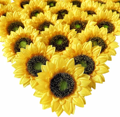 Miniatura 11 de UKELER Girasoles artificiales amarillos de 23 pulgadas de altura, flores falsas hechas a mano con tallos de girasoles para decoración de bodas