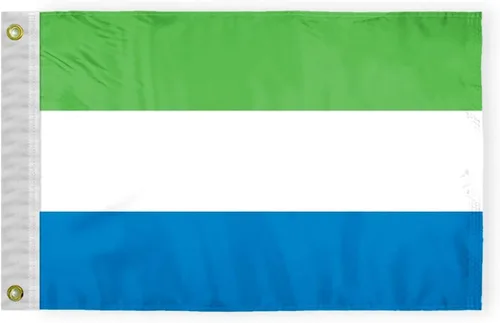 AGAS - Bandera de cortesía de Sierra Leona de 12 x 18 pulgadas, mini bandera de Sierra Leona, de nailon pesado, ojales de latón con doble costura,