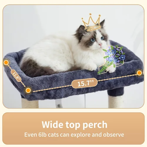 Miniatura 3 de Heybly - Árbol para gatos, torre con cuna grande y suave, condominio para gatos con espaciosa cueva para gatos con espacio oculto, postes de rascado