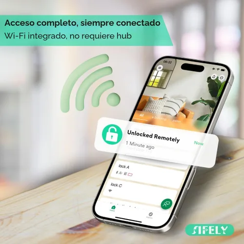 Miniatura 3 de Cerradura inteligente incorporada con huella dactilar y WiFi con teclado – Cerradura sin llave para el hogar, Airbnb, alquiler, niños/mayores