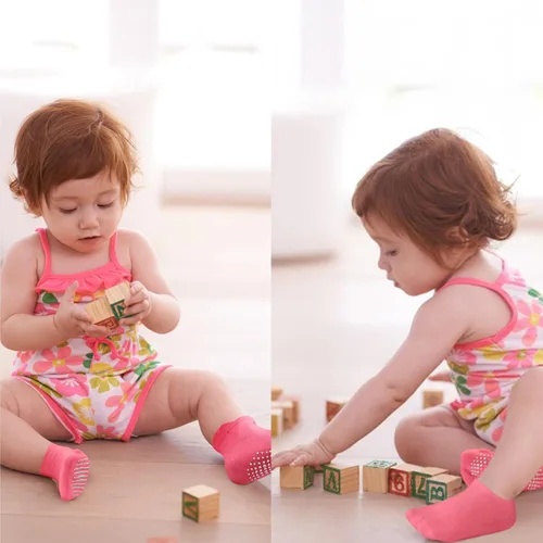 Miniatura 2 de Calcetines para niños pequeños, 12 pares de calcetines antideslizantes para niños y niñas, calcetines de algodón para niños de 1 a 3 años