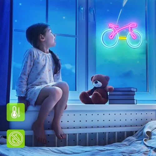 Miniatura 4 de ENUOLI Letreros de neón para bicicleta para decoración de pared, luces de neón de bicicleta para dormitorio, luz LED para bicicleta con USB