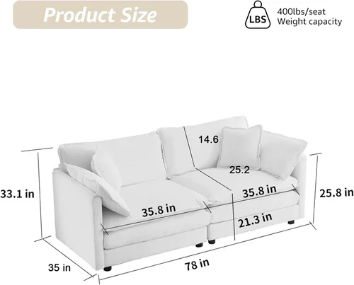 Miniatura 2 de Sofá modular modular de felpilla negra de 78 pulgadas para sala de estar, sofá modular de felpilla negra para sala de estar, sofás para sala de Negro