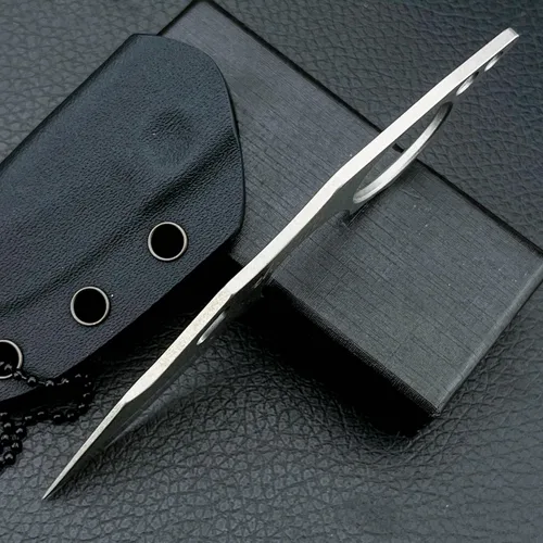 Miniatura 6 de HUAAO Cuchillo de hoja fija EDC de 4.9 pulgadas, hoja de acero 9Cr18MoV y mango de espiga completa, cuchillo pequeño con funda para cortar regalo