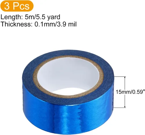 Miniatura 2 de PATIKIL Cinta Washi metálica de 0.591 in x 16.4 ft, 3 rollos de adhesivo autoadhesivo para decoración de manualidades, color azul oscuro