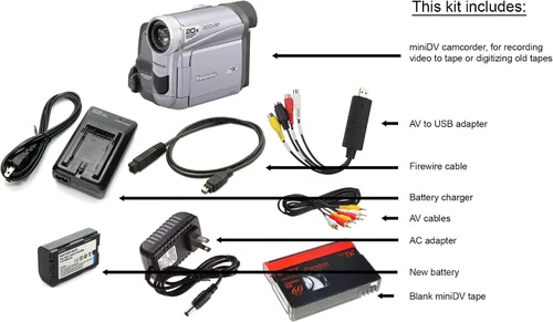 Miniatura 2 de Panasonic Corp Panasonic miniDV - Paquete de videocámara con adaptador USB para transferencia de cinta a digital