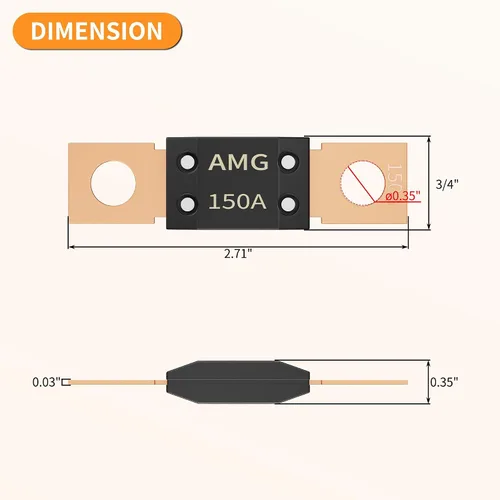 Miniatura 2 de Joinfworld 3 fusibles MEGA de 150 A, montaje de perno de alta corriente automotriz 150 Amp MEGA/AMG fusible para automóviles, camiones, vehículos