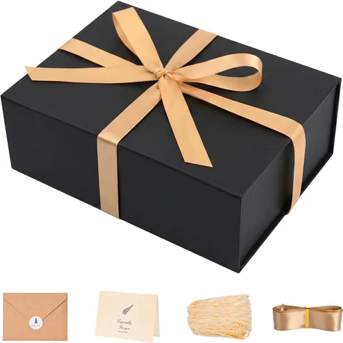 Miniatura 41 de LIFELUM Caja de regalo de 13.5 x 10 x 4 pulgadas, caja de regalo grande con tapas magnéticas, cajas de regalo negras para regalos de graduación