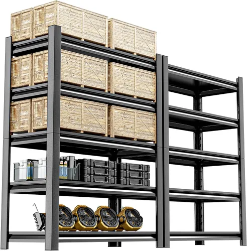 Estantería de garaje resistente, estantes de almacenamiento de 5 niveles de 72 pulgadas de alto x 48 pulgadas de ancho x 24 pulgadas de profundidad,