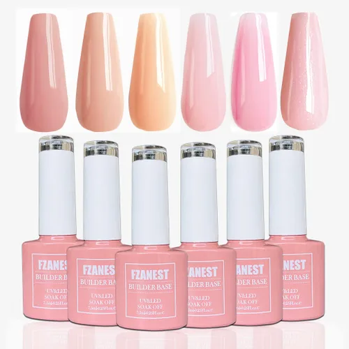 Miniatura 10 de FZANEST - Gel de base de goma para uñas, esmalte de uñas de gel transparente de formación, capa base de goma elástica, gel de extensión en una