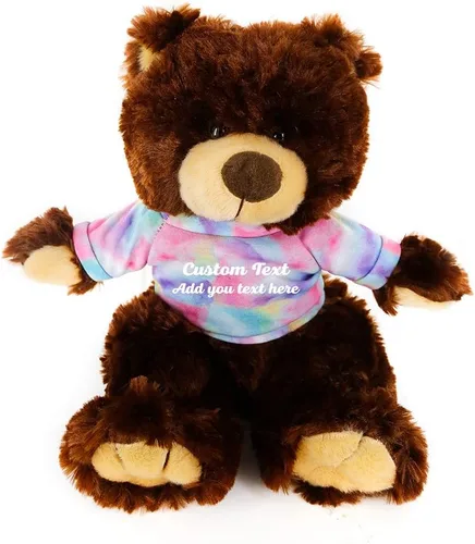 Miniatura 13 de Plushland Oso de peluche Noah de chocolate de 12 pulgadas, regalo personalizado, texto personalizado en la camisa, gran regalo para el día