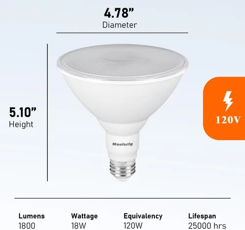 Miniatura 6 de Maelsrlg PAR38 Bombillas LED de inundación para exteriores, 18 W (equivalente a 120 W), blanco cálido 3000 K, regulables, resistentes a