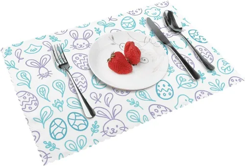 Miniatura 13 de Rectangular Placemats Set of 4, Heat Resistant Orange Printed Kitchen Dining Table Mats