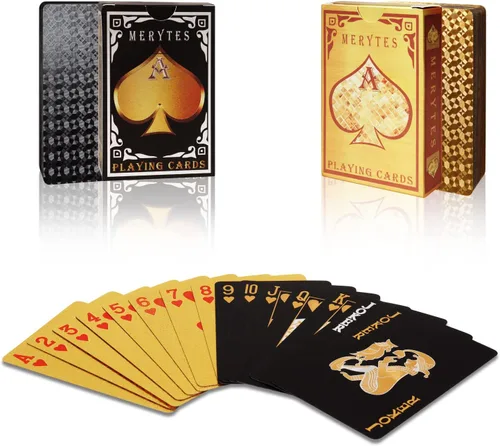 Miniatura 6 de Merytes 2 barajas de cartas de póquer impermeables y cartas de juego con tarjetas de truco clásicas de PVC de plástico flexible