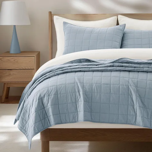 Miniatura 19 de EVERGRACEHOME Juego de Ropa de Cama Acolchado con Puntada de Caja de 100% Algodón Tamaño Queen 3 Piezas, Cobertor Lavado como Prenda Ligero Suave