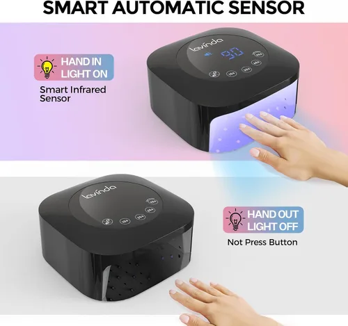 Miniatura 5 de Lámpara de uñas UV LED Lavinda, luz UV de 54W para esmalte de gel acrílico, lámpara de gel profesional con sensor automático, secador de uñas