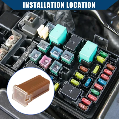 Miniatura 2 de Fusibles de micro cartucho de 70 A/FMM interior del motor Fusibles tipo caja M para coche camión, metal plástico duradero, 10 unidades, marrón