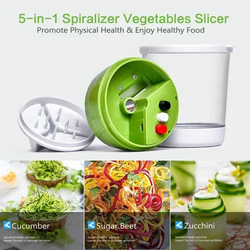 Miniatura 2 de Espiralizador de verduras, fabricante de fideos de calabacín, cortador en espiral de verduras para pepino, calabacín, zanahoria, preparación