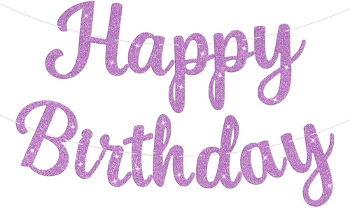 Miniatura 8 de Letrero de Pancarta de Feliz Cumpleaños Negro con Purpurina, Guirnalda de Cumpleaños Pancartas de Pared y Puerta Bandera para Mujeres Hombres Niños