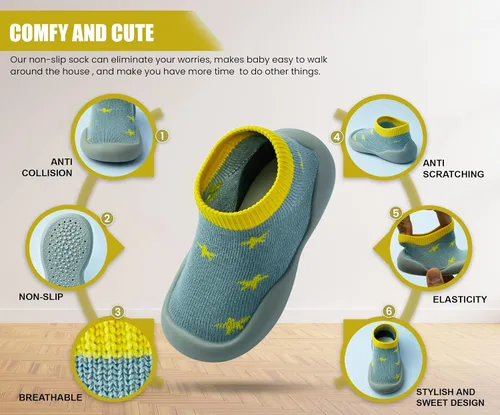 Miniatura 3 de Zapatos de bebé para niños y niñas, zapatos de primera caminata, antideslizantes, suela suave, zapatos de calcetín para bebés