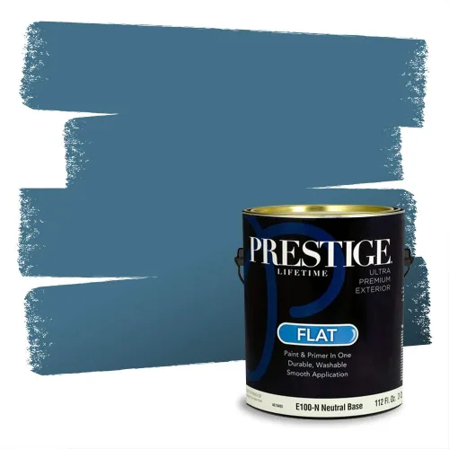 Miniatura 1416 de Pintura Exterior + imprimación PRESTIGE, todo-en-uno, 1 galón, acabado mate, color comparable al Valspar* Royal Gray* VS151-Gris real