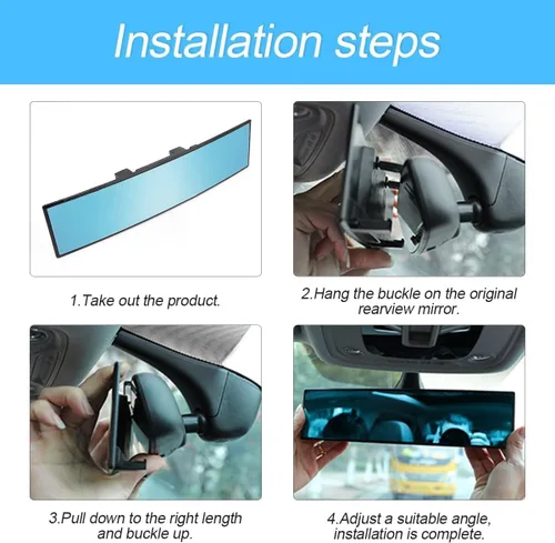Miniatura 5 de XINLIYA Espejo retrovisor para automóvil, panorámico gran angular de 12 pulgadas, antirreflejo, espejo retrovisor automático con clip, superficie