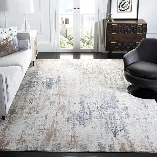 Miniatura 9 de SAFAVIEH Invista Collection - Alfombra decorativa de 4 x 6 pies, color crema y gris, diseño abstracto moderno, no desprende pelusa y de fácil