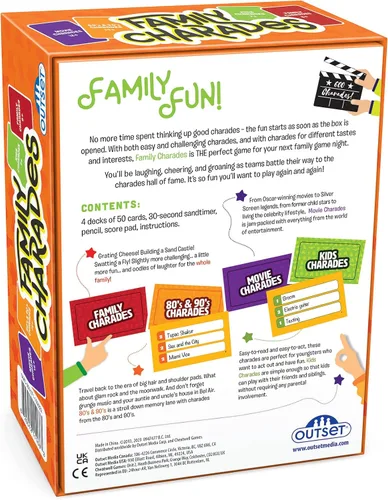 Miniatura 4 de Outset Media Juego de charadas familiares; 4 juegos en 1 caja. Incluye película, 80's 90's, Kids, Trivia familiar para 2 o más jugadores, a partir
