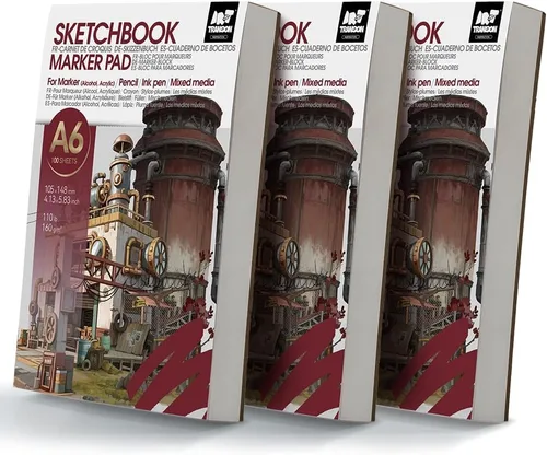Miniatura 14 de TRANSON Cuaderno de bocetos de medios mixtos para artistas con marcador, 5.8”x8.3” 80 hojas A5 de papel de arte, 80lb/120gsm para pintar, dibujar