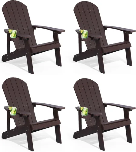 Miniatura 18 de Silla Adirondack, sillas de plástico resistentes a todo tipo de clima, con soporte para tazas, 5 pasos fáciles de instalar, sillas de exterior
