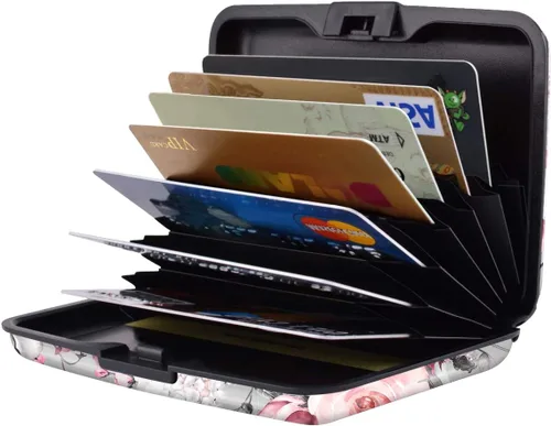 Miniatura 4 de Coco Rossi Mini tarjetero para mujeres u hombres, bloqueo RFID, funda rígida para tarjetas de identificación, cartera de viaje