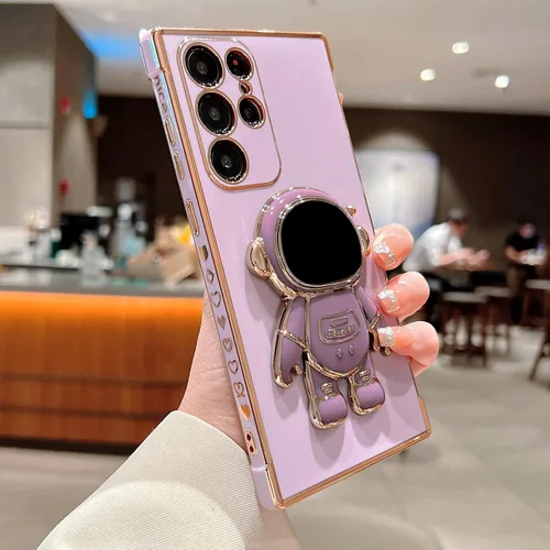 Miniatura 4 de phylla Funda de teléfono para Samsung Galaxy S22 Ultra de 6.8 pulgadas, funda de teléfono con soporte de astronauta chapado de lujo con bonito