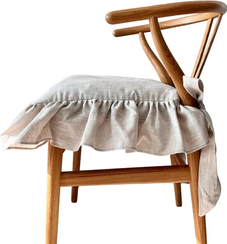 Funda para Cojín de Silla Coreana 44 x 44 cm, con Lazos y Volantes, Decoración de Granja, Solo Fundas, Regalo para Mamá (Beige Sólido)