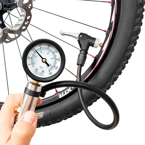 Miniatura 2 de CycloSpirit Medidor universal de inflado de neumáticos de bicicleta con tipo de válvula de selección automática - Herramienta de compresor de aire