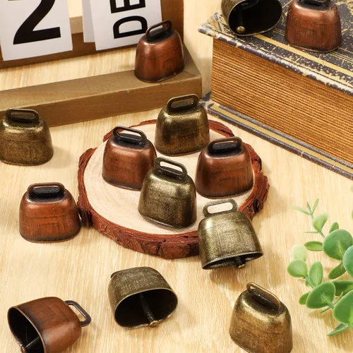 Miniatura 4 de Geosar 40 campanas de cobre pequeñas de vaca para animales de granja, vaca, caballo, oveja, ganado, cabra, 2 colores (cobre y bronce), collar