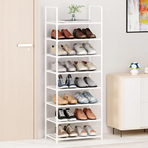 Miniatura 8 de Zapatero alto de 8 niveles para armario, entrada, estante de zapatos ajustable, resistente y duradero, organizador de zapatos estrecho