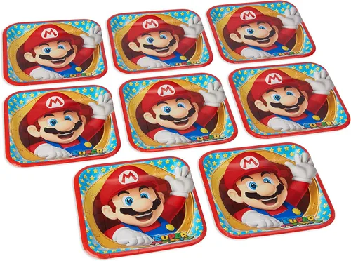 Miniatura 2 de Platos de papel multicolor Super Mario Brothers (paquete de 8) – 9 pulgadas – Perfecto para fiestas de cumpleaños, eventos temáticos y lanzamientos