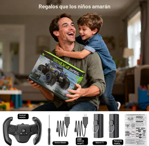 Miniatura 7 de WayEee Coche de juguete a control remoto para niños de 6 años en adelante, juguete de camión monstruo impermeable, camioneta anfibia 4 x 4, Rojo