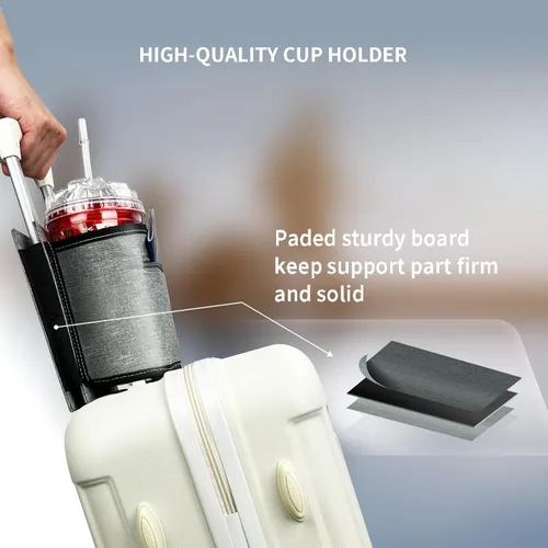 Miniatura 5 de Portavasos para equipaje de viaje, accesorio para portavasos de equipaje, maleta de mano gratis para bebidas, bebidas, café, botellas, aperitivos