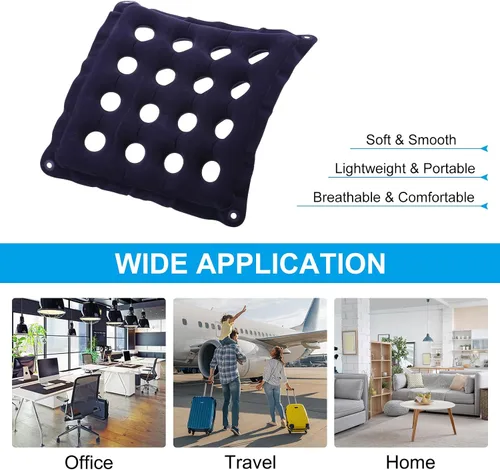 Miniatura 6 de PATIKIL Cojín de asiento inflable, almohadilla portátil para silla transpirable, cojín de asiento para sillas de ruedas, sillas de oficina