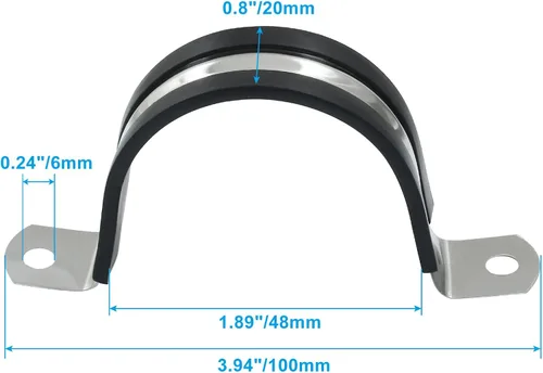Miniatura 3 de 20 abrazaderas acolchadas de goma de acero inoxidable 304 de 25/32 pulgadas, correa de tubo en U de 0.787 pulgadas para instalación de tubos