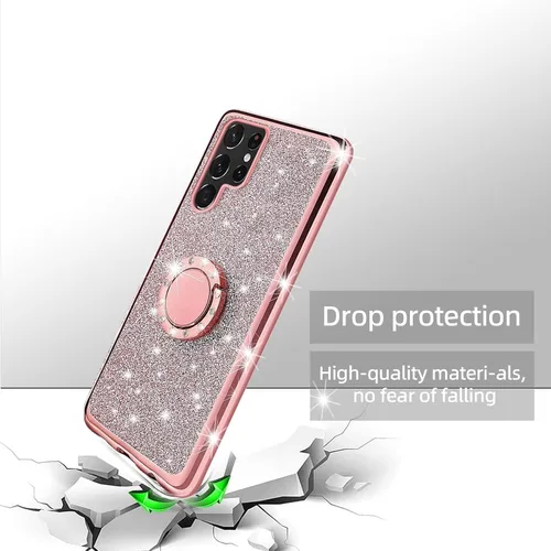 Miniatura 7 de Funda para Samsung Galaxy S22 Ultra, Samsung S22 Ultra de 6.8 pulgadas para mujer, con purpurina, cristal suave, transparente, TPU de lujo, bonita
